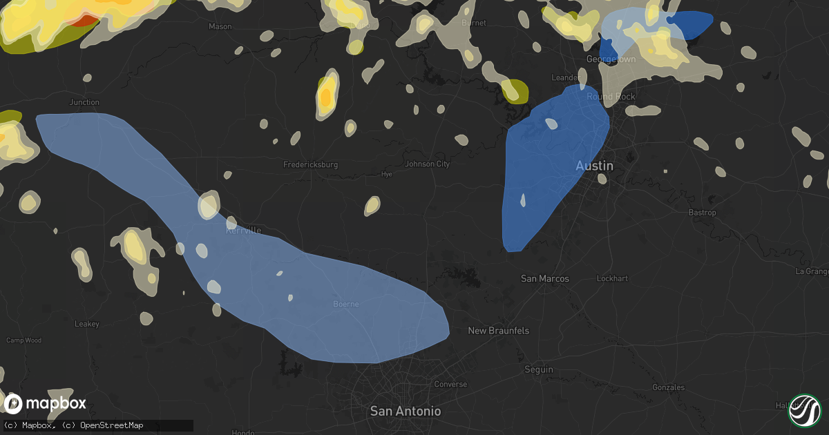 Hail map in Blanco, TX on May 19, 2026