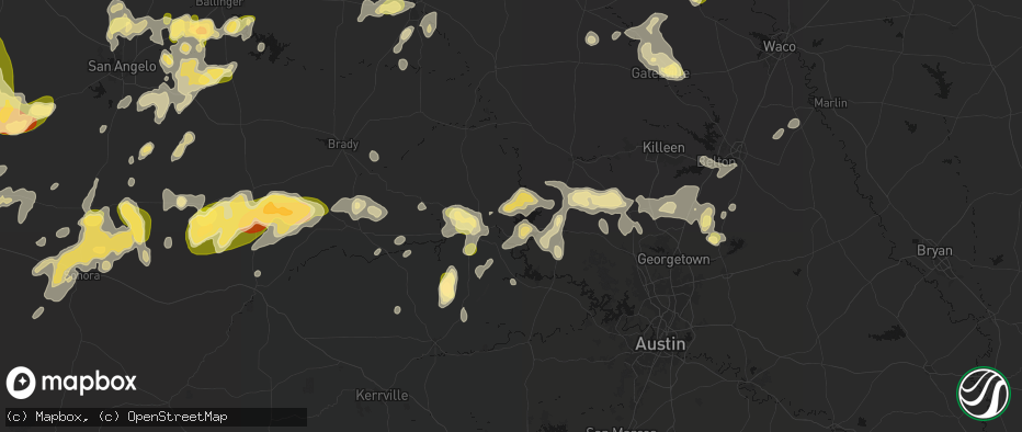 Hail map in Bluffton, TX on May 19, 2026