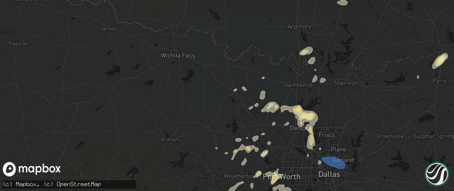 Hail map in Bowie, TX on May 19, 2026