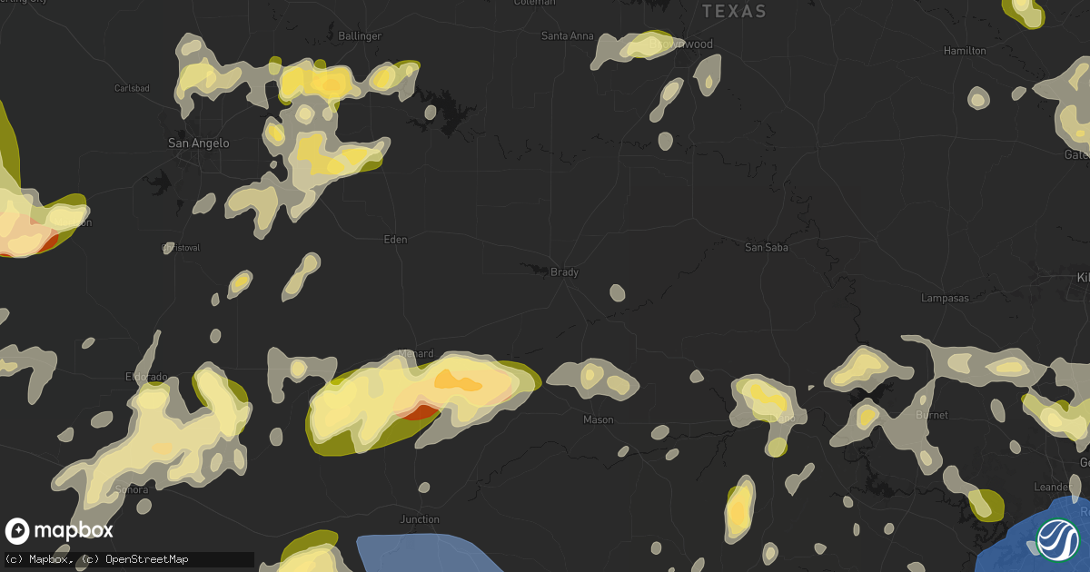 Hail map in Brady, TX on May 19, 2026