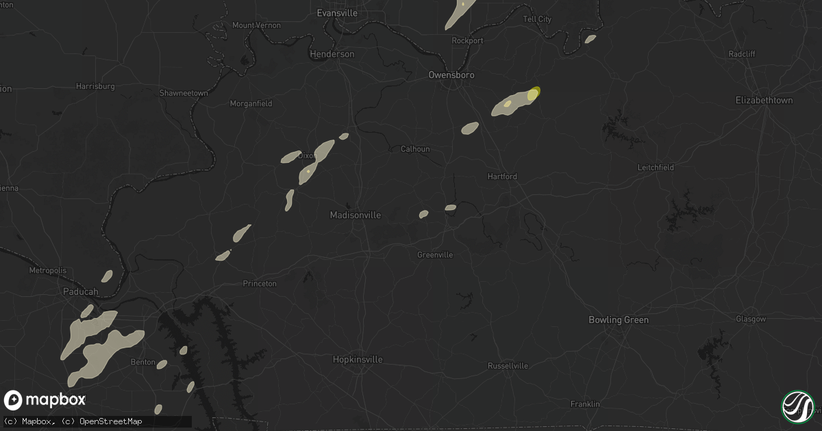 Hail map in Bremen, KY on May 19, 2026