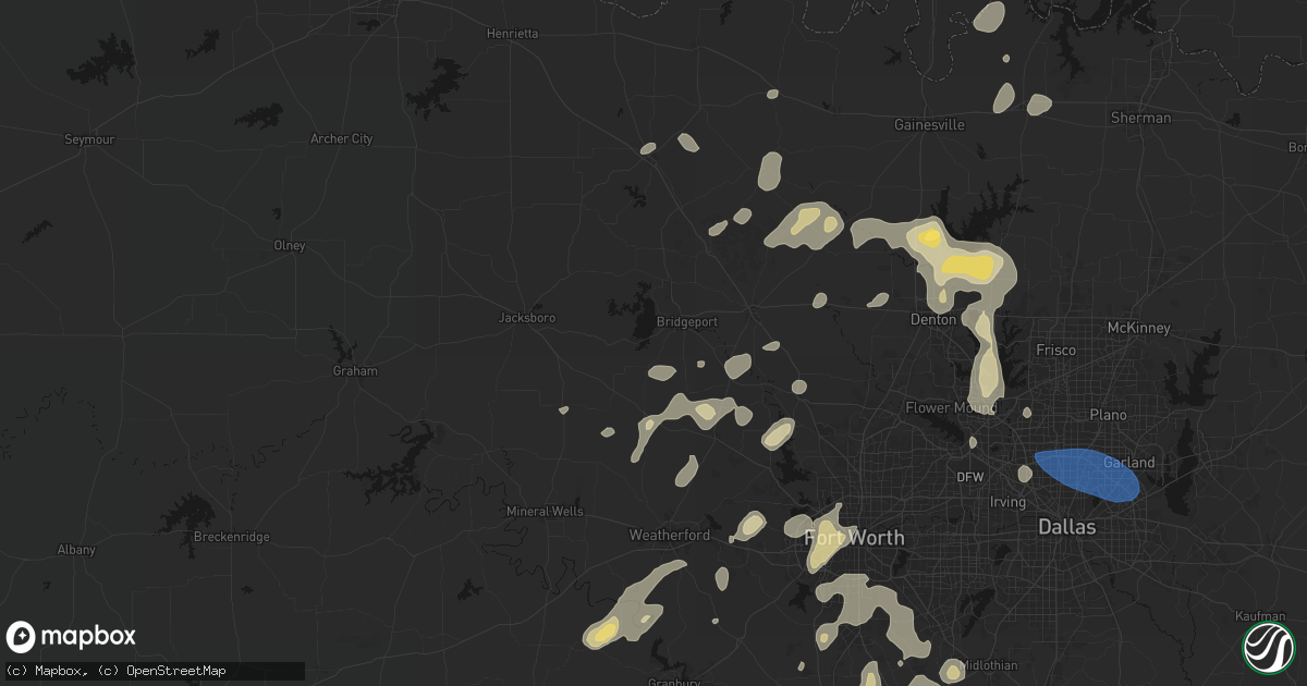 Hail map in Bridgeport, TX on May 19, 2026