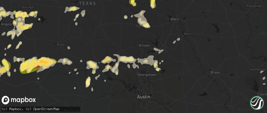 Hail map in Briggs, TX on May 19, 2026