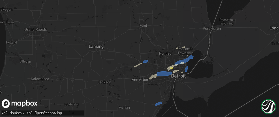 Hail map in Brighton, MI on May 19, 2026