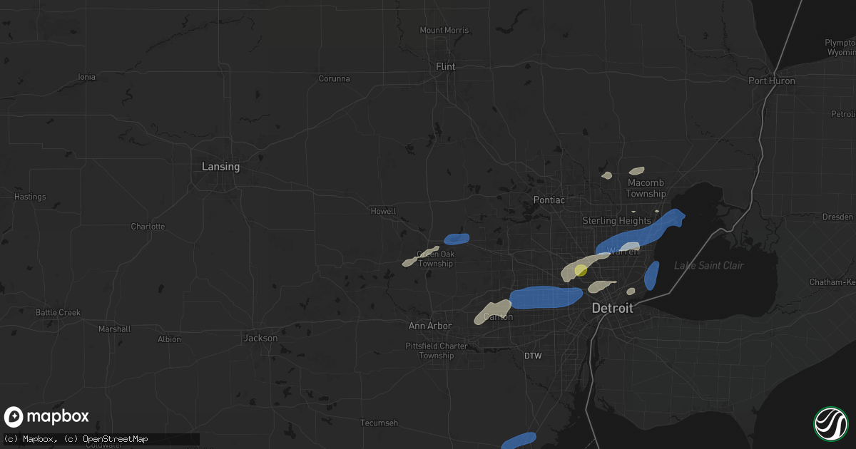 Hail map in Brighton, MI on May 19, 2026