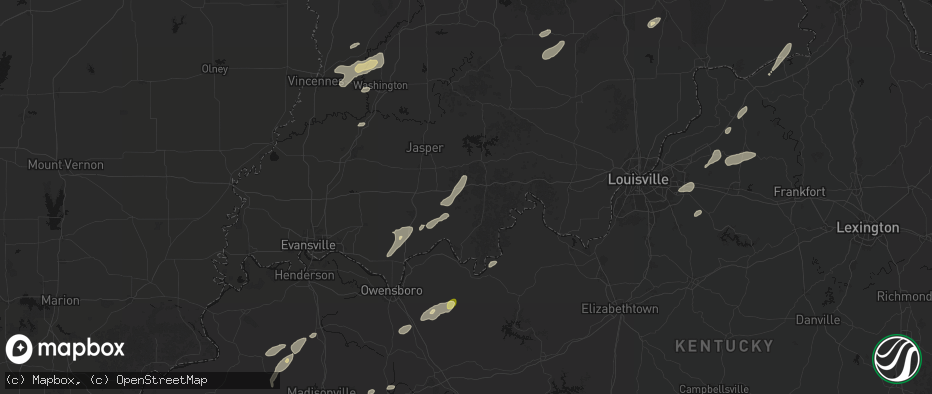 Hail map in Bristow, IN on May 19, 2026