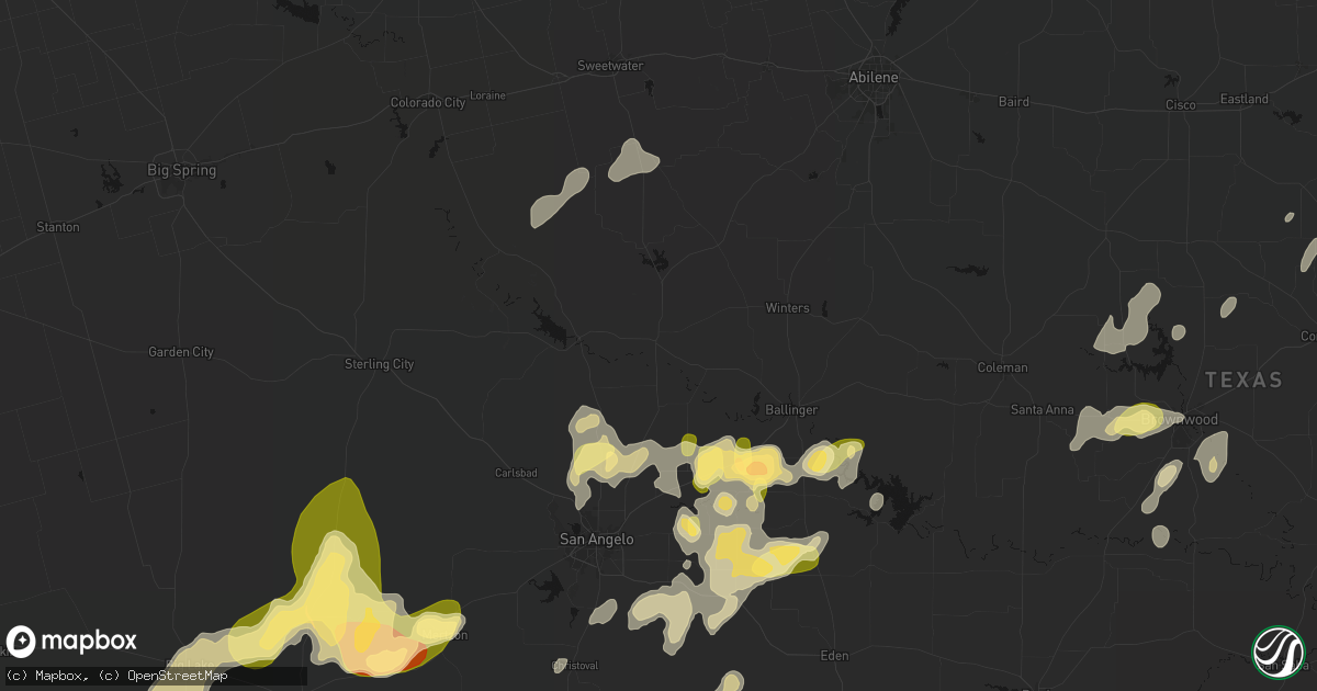 Hail map in Bronte, TX on May 19, 2026