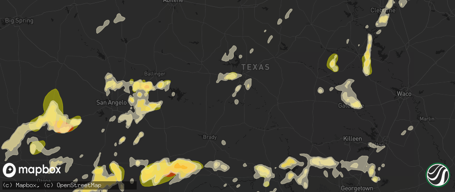 Hail map in Brookesmith, TX on May 19, 2026
