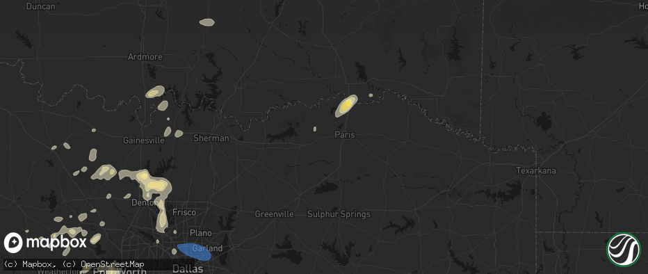 Hail map in Brookston, TX on May 19, 2026