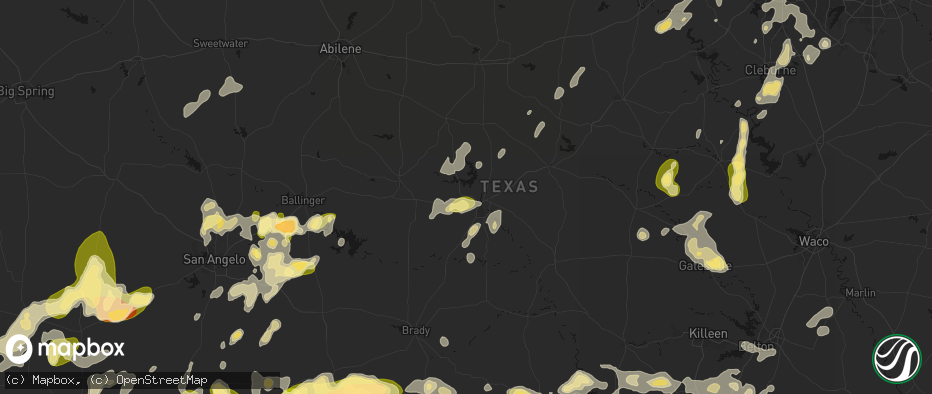 Hail map in Brownwood, TX on May 19, 2026