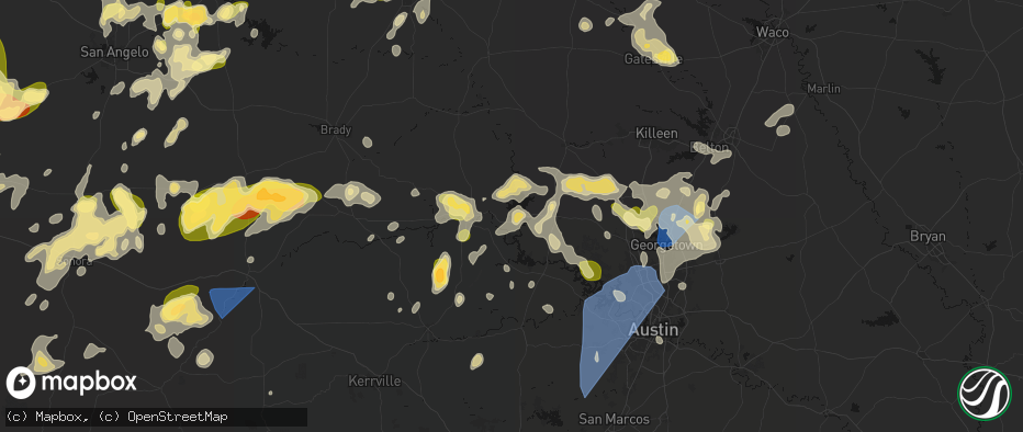 Hail map in Buchanan Dam, TX on May 19, 2026