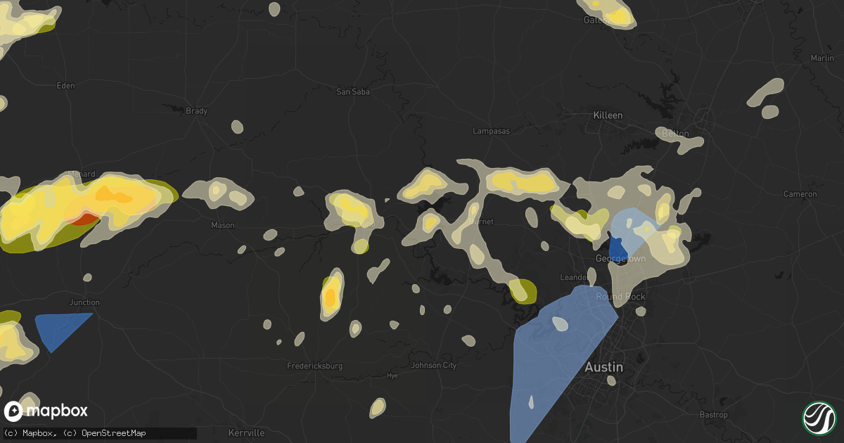 Hail map in Buchanan Dam, TX on May 19, 2026