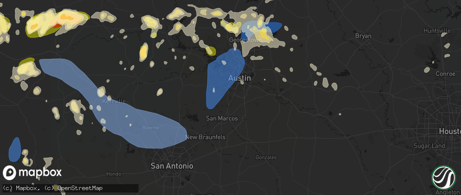 Hail map in Buda, TX on May 19, 2026