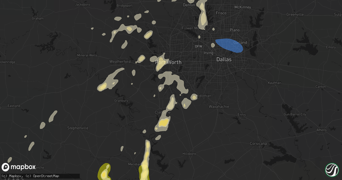 Hail map in Burleson, TX on May 19, 2026