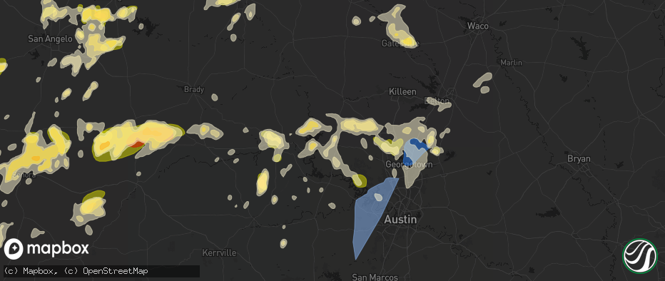 Hail map in Burnet, TX on May 19, 2026