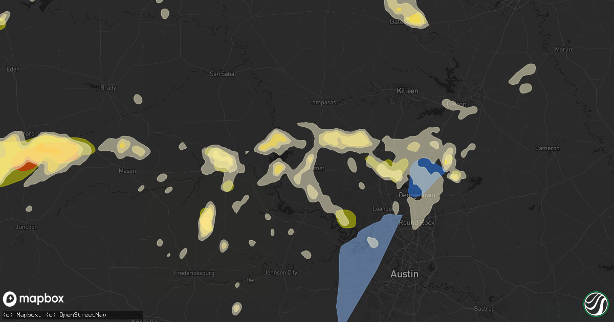 Hail map in Burnet, TX on May 19, 2026