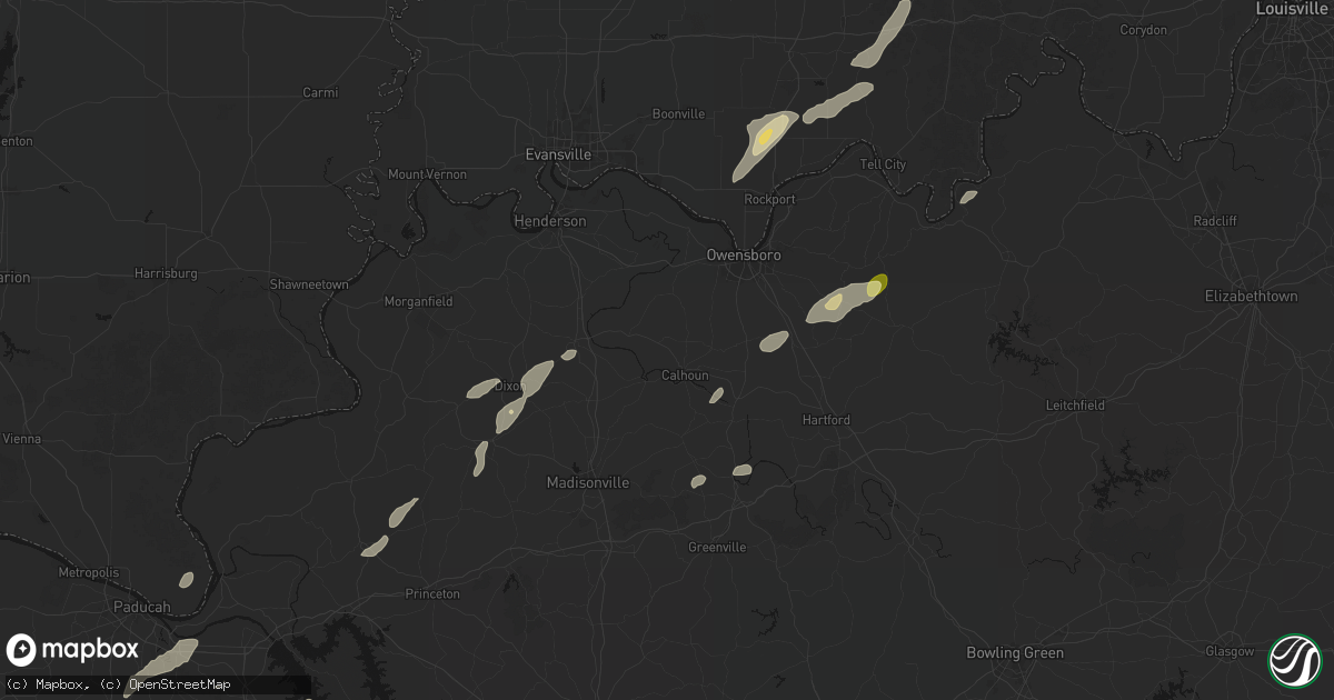 Hail map in Calhoun, KY on May 19, 2026