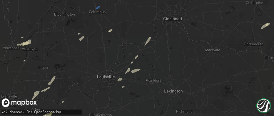Hail map in Campbellsburg, KY on May 19, 2026