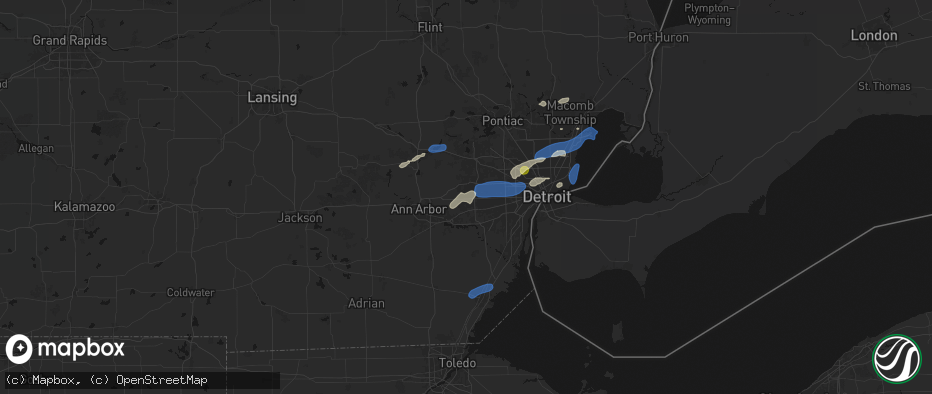 Hail map in Canton, MI on May 19, 2026