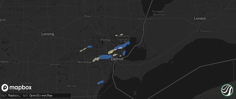 Hail map in Center Line, MI on May 19, 2026