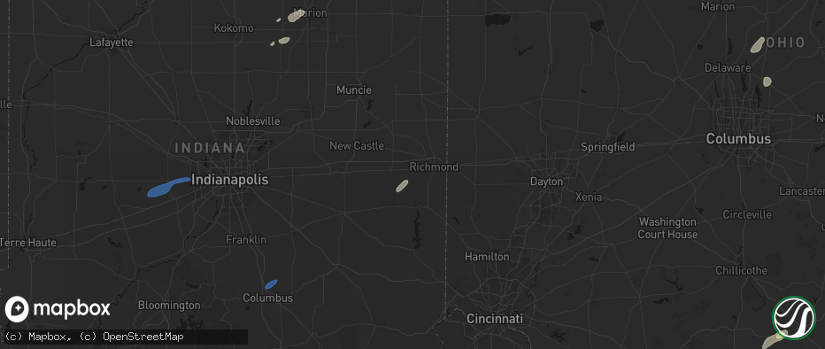 Hail map in Centerville, IN on May 19, 2026