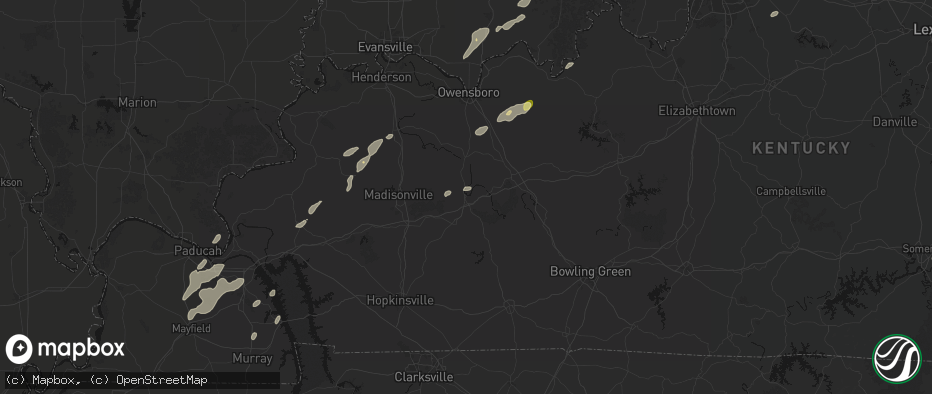 Hail map in Central City, KY on May 19, 2026