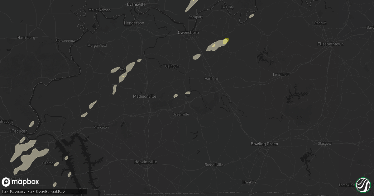Hail map in Central City, KY on May 19, 2026