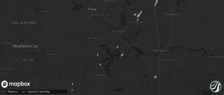 Hail map in Checotah, OK on May 19, 2026