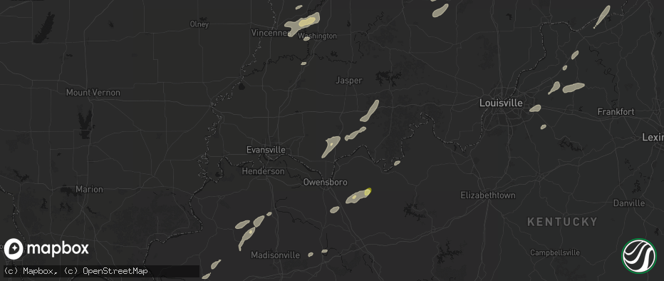 Hail map in Chrisney, IN on May 19, 2026