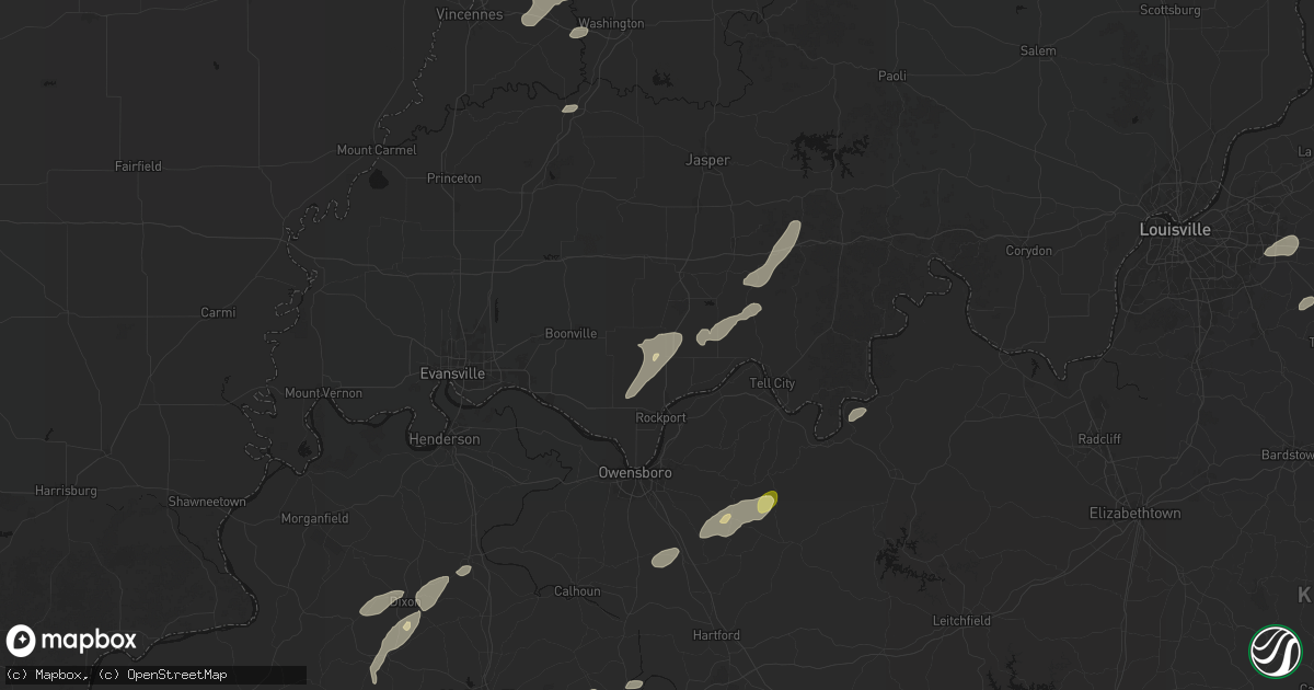 Hail map in Chrisney, IN on May 19, 2026