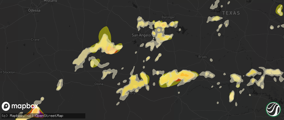Hail map in Christoval, TX on May 19, 2026