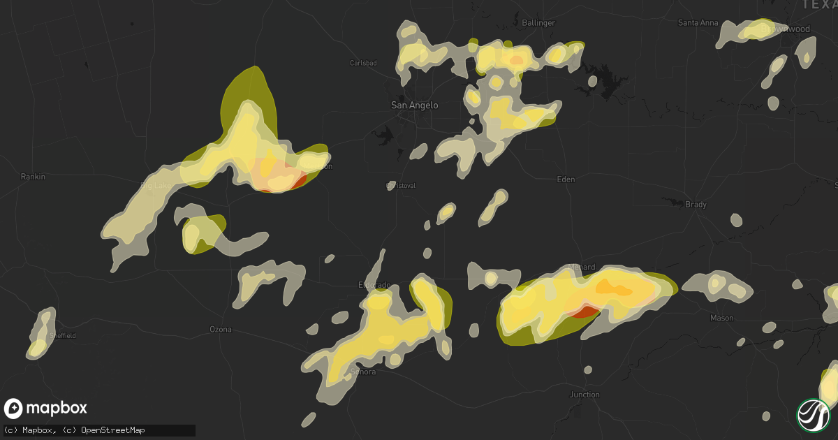 Hail map in Christoval, TX on May 19, 2026