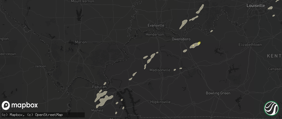 Hail map in Clay, KY on May 19, 2026