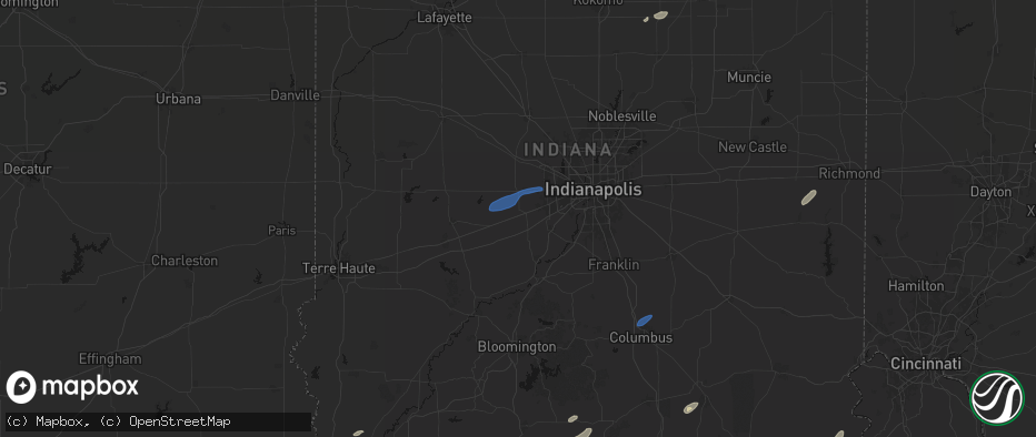 Hail map in Clayton, IN on May 19, 2026