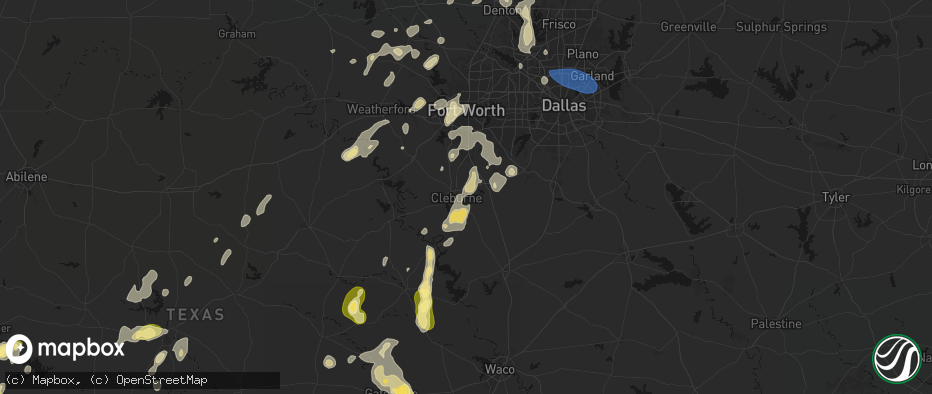 Hail map in Cleburne, TX on May 19, 2026
