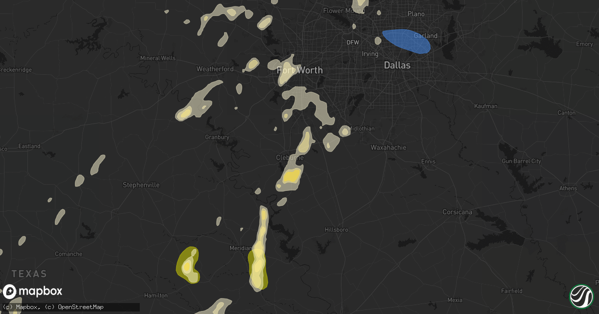 Hail map in Cleburne, TX on May 19, 2026