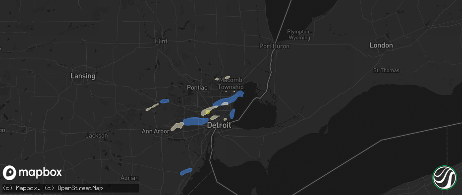 Hail map in Clinton Township, MI on May 19, 2026