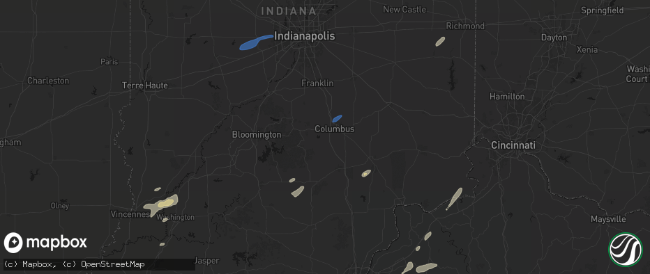 Hail map in Columbus, IN on May 19, 2026