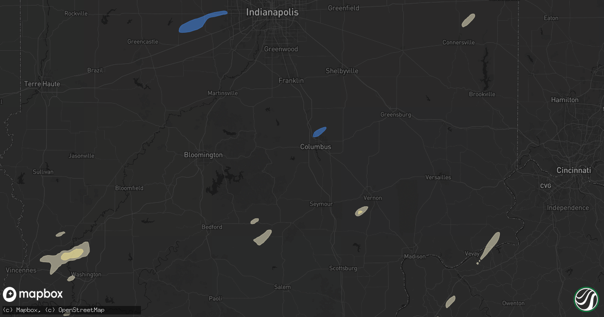 Hail map in Columbus, IN on May 19, 2026