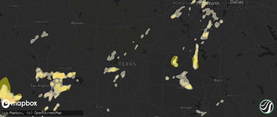 Hail map in Comanche, TX on May 19, 2026