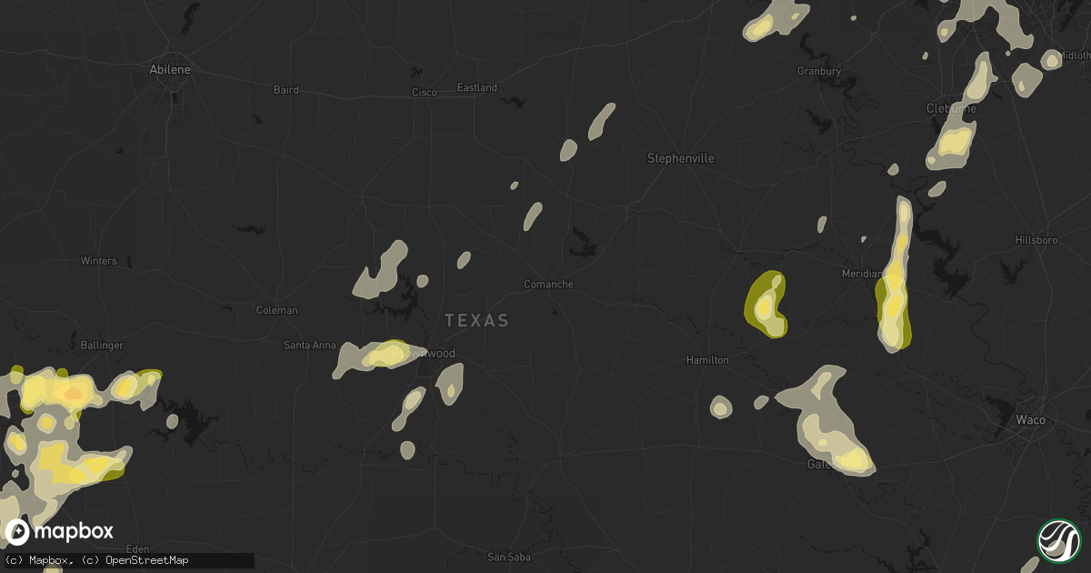 Hail map in Comanche, TX on May 19, 2026