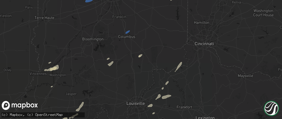 Hail map in Commiskey, IN on May 19, 2026