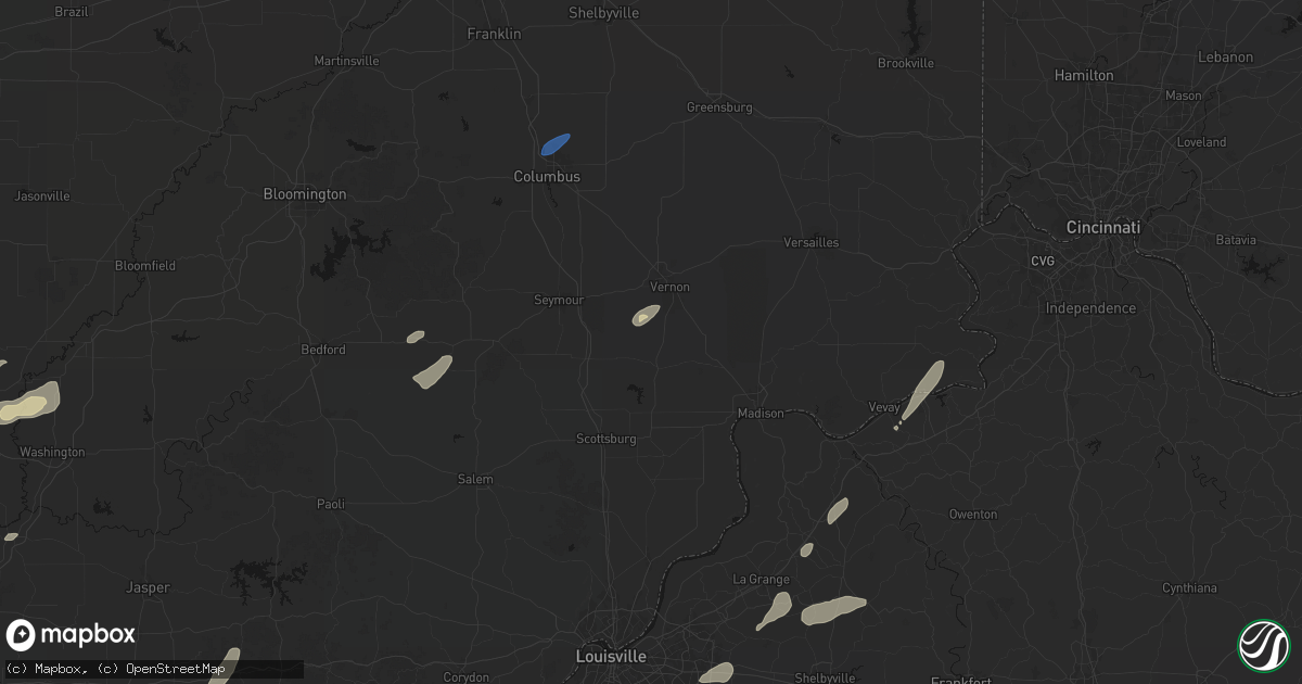 Hail map in Commiskey, IN on May 19, 2026
