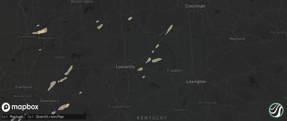 Hail map in Crestwood, KY on May 19, 2026