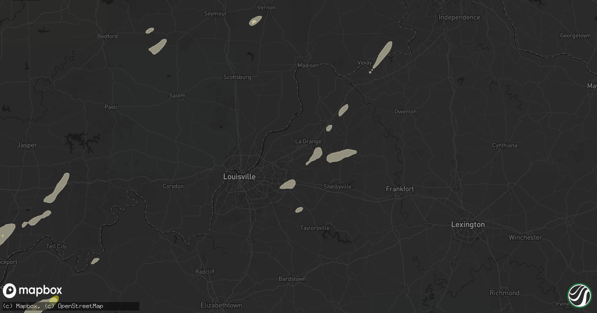 Hail map in Crestwood, KY on May 19, 2026