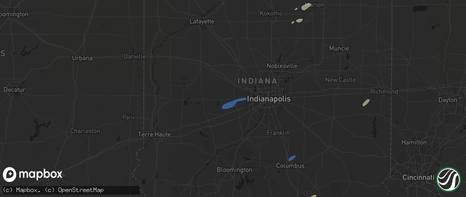 Hail map in Danville, IN on May 19, 2026