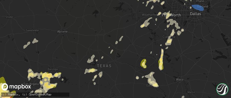 Hail map in De Leon, TX on May 19, 2026