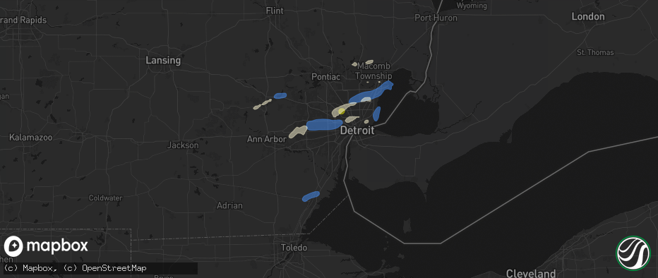 Hail map in Dearborn Heights, MI on May 19, 2026