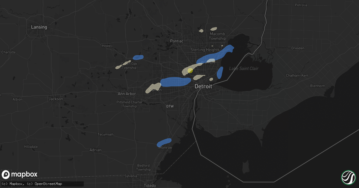 Hail map in Dearborn Heights, MI on May 19, 2026