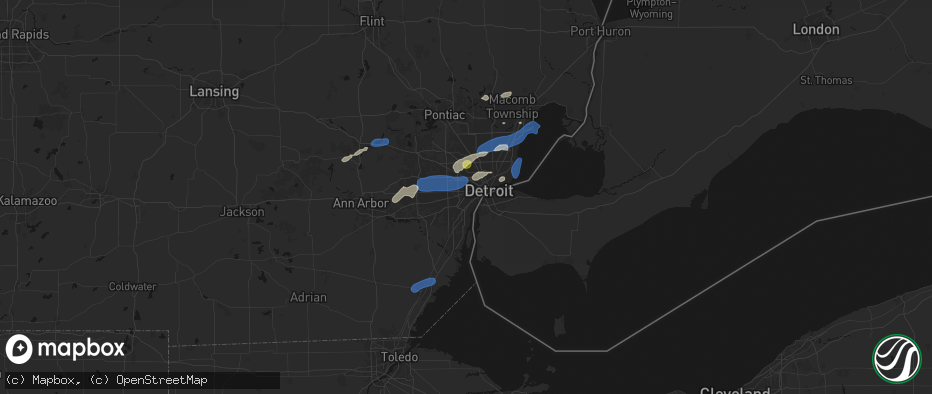 Hail map in Dearborn, MI on May 19, 2026